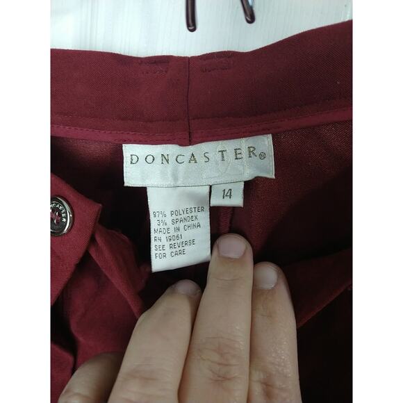 Doncaster Woman 14 Pants Red Trouser Suede Feel Flat Front Straight Leg - Picture 8 of 11